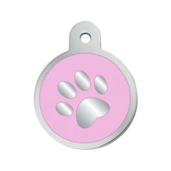ID Tag Circle Epoxy Pink Paw