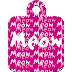 ID Tag Square Small Meow Pink