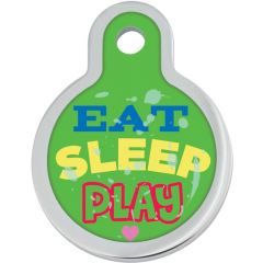ID Tag - Eat Play Sleep Raised Edge Small Circle