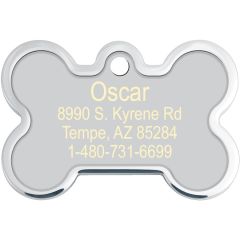 ID Tag Bone Large Raised Edge I'm Lost Call My Mom