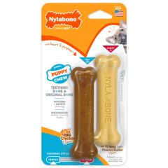 Nylabone Power Chew Chicken & Peanut Butter Bone Petite Puppy Chew Twin Pack
