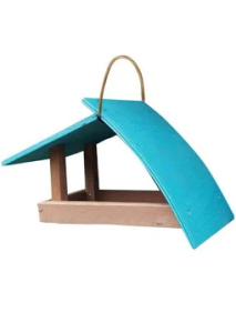 Wood-Zoo House Wave Large Blue Bird Feeder