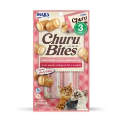 INABA Churu Bites Chicken Recipe Wraps Tuna with Salmon Recipe Cat Treats 10g x 3 Sachets