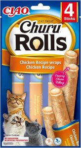 INABA Churu Rolls Chicken Recipe Wraps Chicken Recipe Cat Treats 4 Sticks x 10g