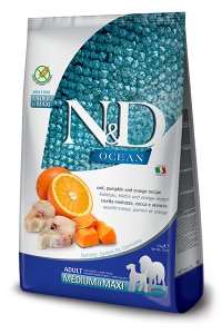 Farmina N&D Ocean Cod Pumpkin & Orange Recipe Medium & Maxi Adult Dry Dog Food 2.5kg