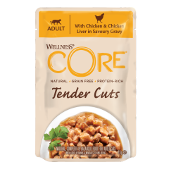 Wellness CORE Tender Cuts with Chicken & Chicken Liver in Savoury Gravy Adult Wet Cat Food 85g