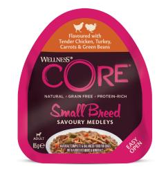 Wellness CORE Savoury Medleys Tender Chicken,Turkey,Carrots,Green Beans Small Breed Wet Dog Food 85g