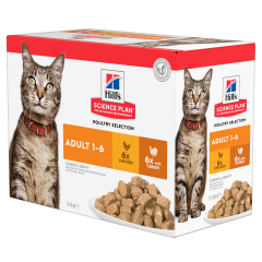 Hill's Science Plan Turkey, Chicken Adult Wet Cat Food Pouches 12x85g Multipack