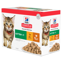 Hill's Science Plan Turkey, Chicken Kitten Wet Cat Food Pouches 12x85g Multipack