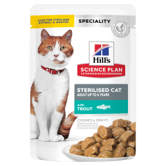 Hill's Science Plan Sterilised Trout Adult Wet Cat Food Pouches 85g