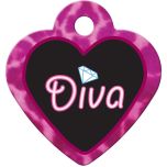 ID Tag Heart Small Diva Black & Pink