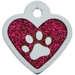 ID Tag Heart Epoxy Pink Glitter Paw