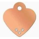 ID Tag Heart Brass Rose Gold Plated with Crystal 